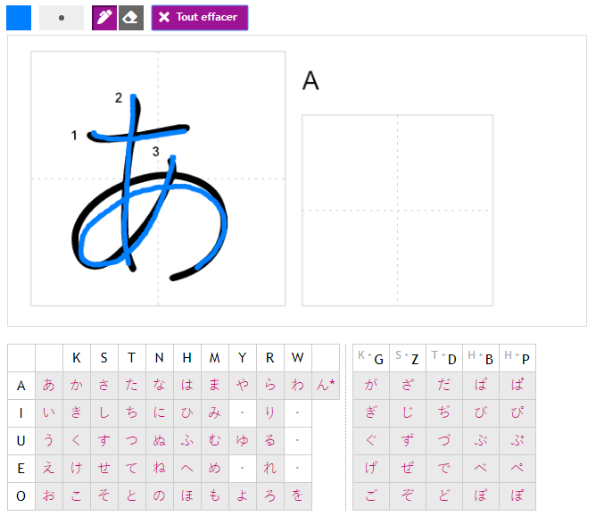 Apprendre  crire les kana : hiragana